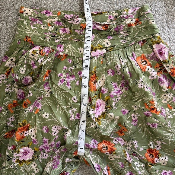 Anthropologie Green Floral Wide Leg Palazzo Pants Size 6 Garden Botanical Whimsy - Picture 6 of 12